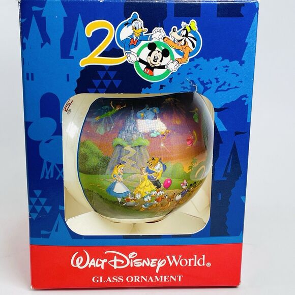 Walt Disney World 2000 Millennium Glass Ball Ornament Donald Goofy Mickey in Box - Picture 3 of 8